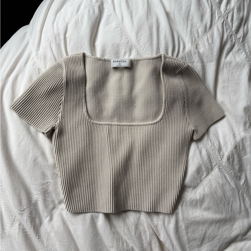 Babaton Women's Cream Ribbed Top